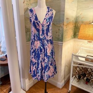 Lilly Pulitzer Blue and Purple Sleeveless V-Neck Sundress